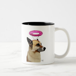 Deutscher Hirte mit rosa Halo Zweifarbige Tasse