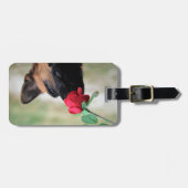 Deutscher Hirte mit Rote Rose Gepäckanhänger (Vorderseite horizontal)