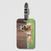 Deutscher Hirte mit Tennisball Gepäckanhänger (Vorderseite Vertikal)