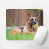 Deutscher Hirte mit Tennisball Mousepad (Mit Mouse)