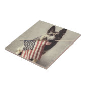Deutscher Hirte mit US-Flagge Fliese (Seite)
