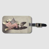 Deutscher Hirte mit US-Flagge Gepäckanhänger (Vorderseite (Horizontal))