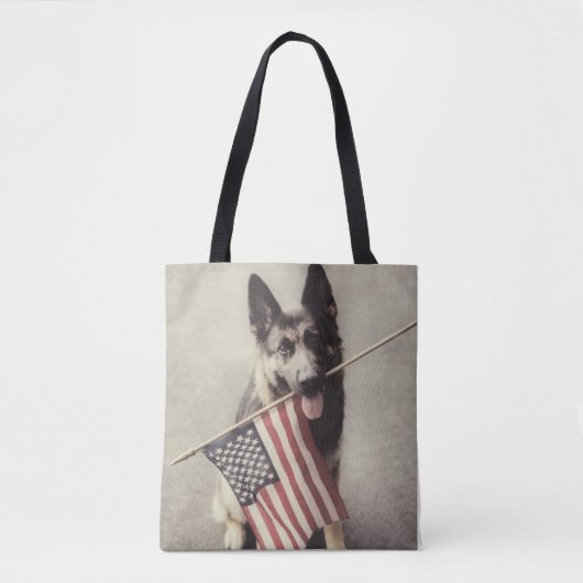 Deutscher Hirte mit US-Flagge Tasche (Vorderseite)