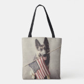 Deutscher Hirte mit US-Flagge Tasche (Rückseite)