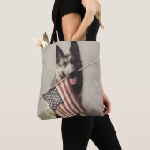 Deutscher Hirte mit US-Flagge Tasche (Von Nahem)