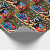 Deutscher Hirte mit Weihnachtsbaum und Geschenken Geschenkpapier (Ecke)