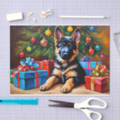 Deutscher Hirte mit Weihnachtsbaum und Geschenken Seidenpapier (Handwerk)