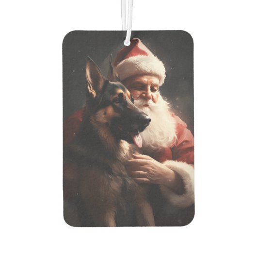 Deutscher Hirte mit Weihnachtsmann Weihnachten Autolufterfrischer (Rückseite)