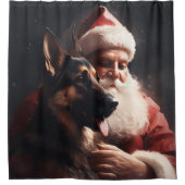 Deutscher Hirte mit Weihnachtsmann Weihnachten Duschvorhang (Vorderseite)