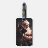 Deutscher Hirte mit Weihnachtsmann Weihnachten Gepäckanhänger (Rückseite vertikal)