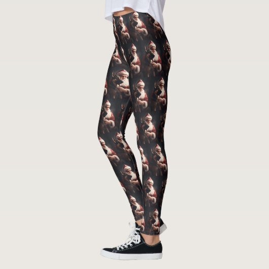 Deutscher Hirte mit Weihnachtsmann Weihnachten Leggings (Links)