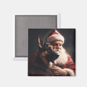 Deutscher Hirte mit Weihnachtsmann Weihnachten Magnet (Vorderseite/Rückseite)