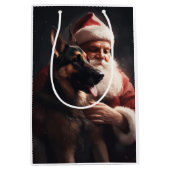 Deutscher Hirte mit Weihnachtsmann Weihnachten Mittlere Geschenktüte (Vorderseite)