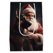 Deutscher Hirte mit Weihnachtsmann Weihnachten Mittlere Geschenktüte (Rückseite)