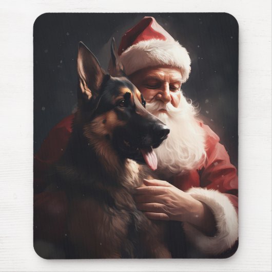Deutscher Hirte mit Weihnachtsmann Weihnachten Mousepad (Vorne)