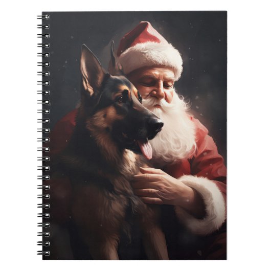 Deutscher Hirte mit Weihnachtsmann Weihnachten Notizblock (Vorderseite)