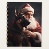Deutscher Hirte mit Weihnachtsmann Weihnachten Planer (Vorderseite)