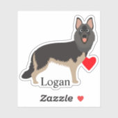 Deutscher Hirte Personalisierter Name Niedlich Dun Aufkleber (Blatt)