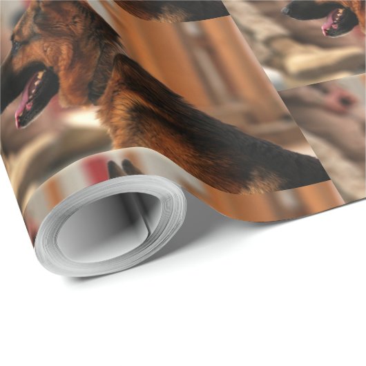 Deutscher Hirte, schwarz und rot Geschenkpapier (Rolleneckpunkt)