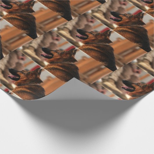 Deutscher Hirte, schwarz und rot Geschenkpapier (Ecke)