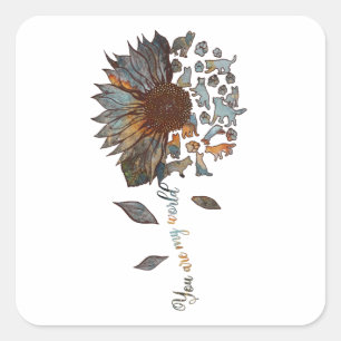 Deutscher Hirte Sie sind meine Welt Sonnenblumen G Quadratischer Aufkleber