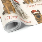 Deutscher Hirte und Dalmatiner mit Weihnachtsmannm Geschenkpapier (Rolleneckpunkt)