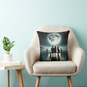 Deutscher Hirte und Paar auf einem Dock Kissen