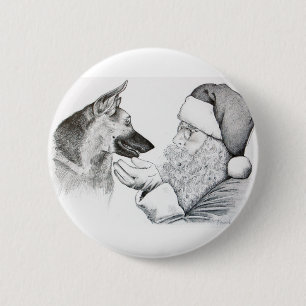 Deutscher Hirte und Weihnachtsmann Button