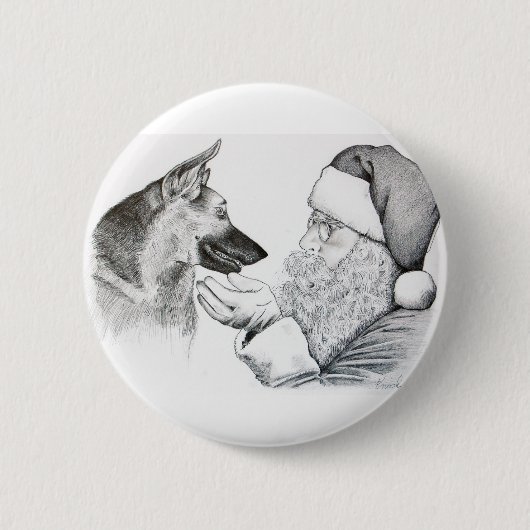 Deutscher Hirte und Weihnachtsmann Button (Vorderseite)