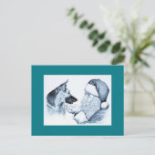 Deutscher Hirte und Weihnachtsmann Feiertagspostkarte (Stehend Vorderseite)