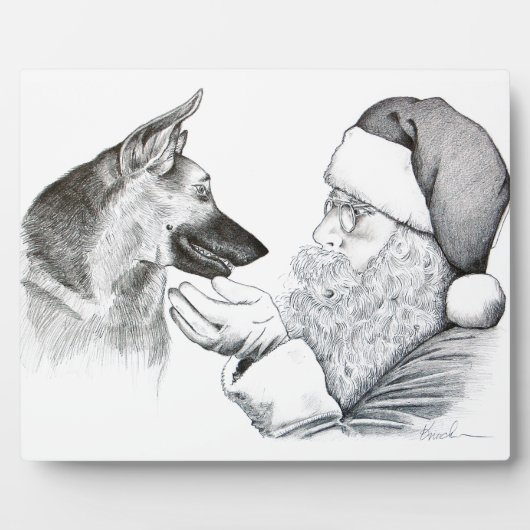 Deutscher Hirte und Weihnachtsmann Fotoplatte (Vorderseite)