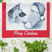 Deutscher Hirte und Weihnachtsmann Geschirrtuch (Gefaltet)