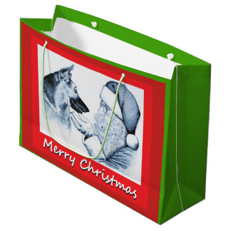 Deutscher Hirte und Weihnachtsmann Große Geschenktüte