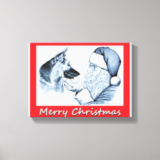 Deutscher Hirte und Weihnachtsmann Leinwanddruck