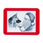 Deutscher Hirte und Weihnachtsmann Magnet (Horizontal)
