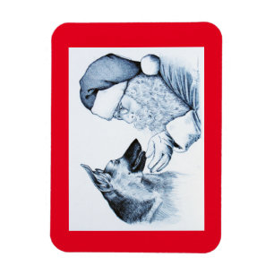 Deutscher Hirte und Weihnachtsmann Magnet