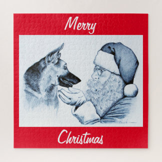Deutscher Hirte und Weihnachtsmann Puzzle