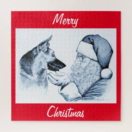 Deutscher Hirte und Weihnachtsmann Puzzle (Vertikal)