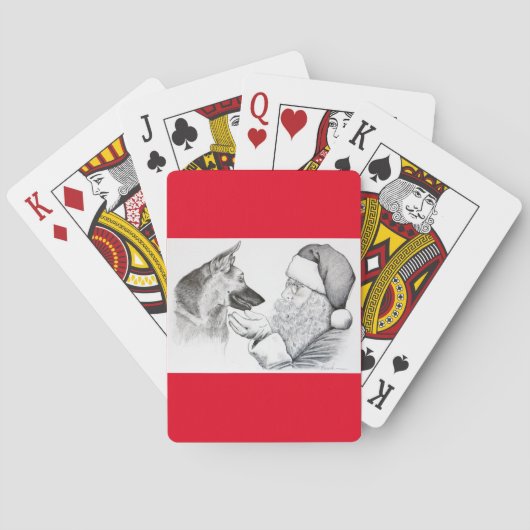 Deutscher Hirte und Weihnachtsmann Spielkarten (Rückseite)