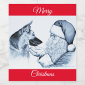 Deutscher Hirte und Weihnachtsmann Weinetikett (Einzelnes Label)