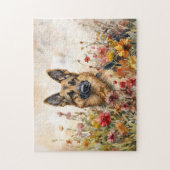 Deutscher Hirte unter dynamischen Wildblumen Puzzle (Vertikal)