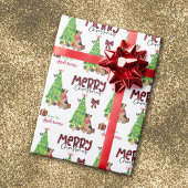 Deutscher Hirte, Vogel und Weihnachtsbaum Geschenkpapier