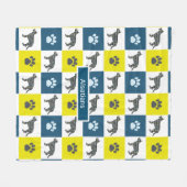 Deutscher Hirtenhund & Paw Print Yellow Grid Fleecedecke (Vorderseite (Horizontal))