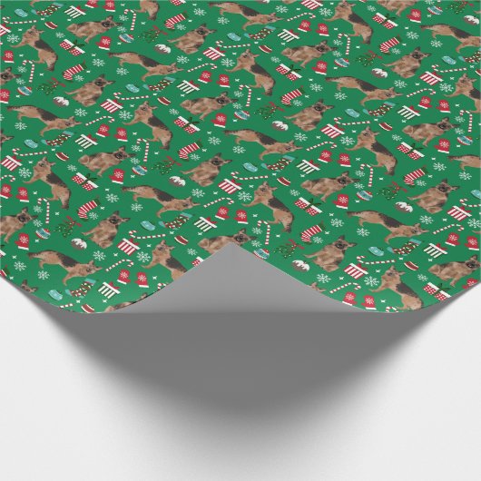 Deutscher Hirtenhund Weihnachten Geschenkpapier (Ecke)