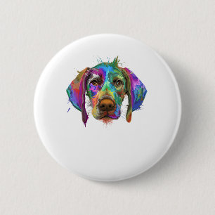 Deutscher Kurzgepeitscher Hundegesicht Bunter Pop Button