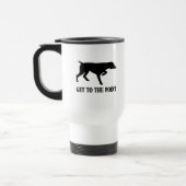 Deutscher kurzhaariger Zeiger "gelangen an den Reisebecher (Links)