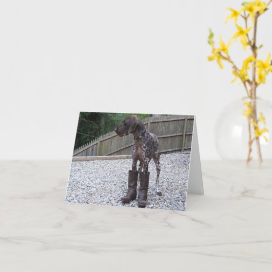 Deutscher kurzhaariger Zeiger in den Stiefeln Karte (Gelbe Blume)