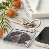 Deutscher kurzhaariger Zeiger-Retro Schlüsselanhänger (Vorderseite rechts)