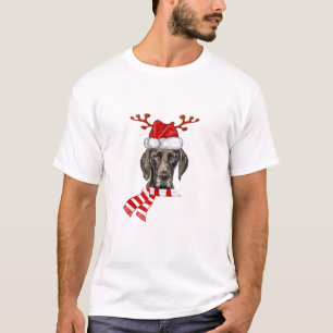 Deutscher Kurzläufer-Pointer Dog Antlers Santa Chr T-Shirt