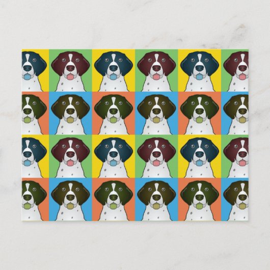 Deutscher Kurzportier-Hund-Cartoon Pop-Art Postkarte (Vorderseite)